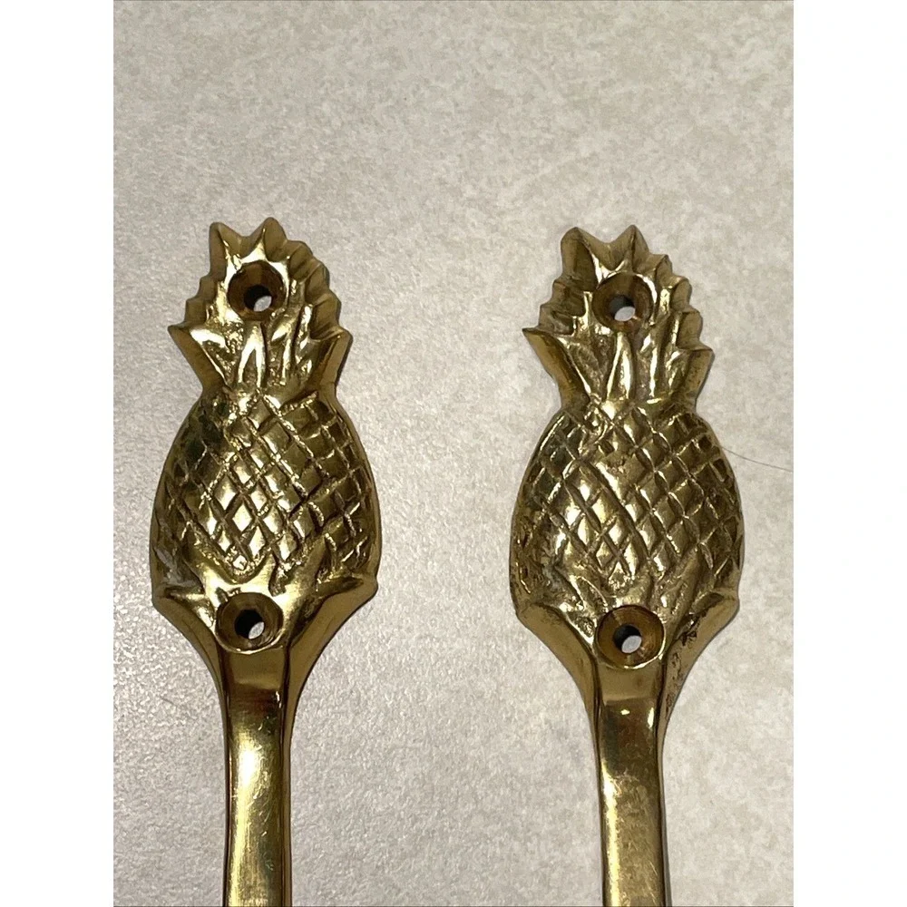 Vintage Brass Pineapple Hooks Lot of 2 Wall Hang Coat Towel Leash Retro